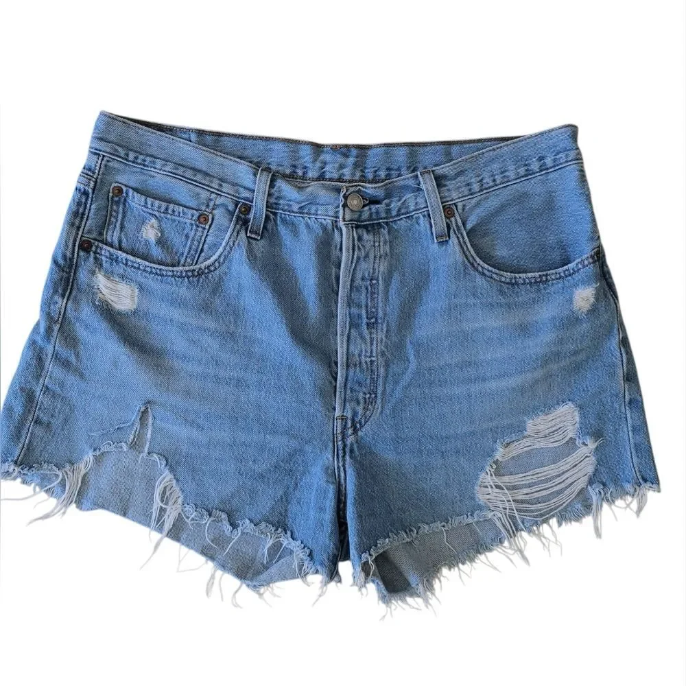 Light Blue Distressed Denim Women's Shorts. Great Condition.